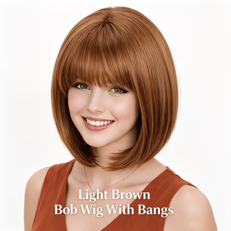 Luchtige pony korte bob pruik, - Wig Fiber Net recensie en prijs